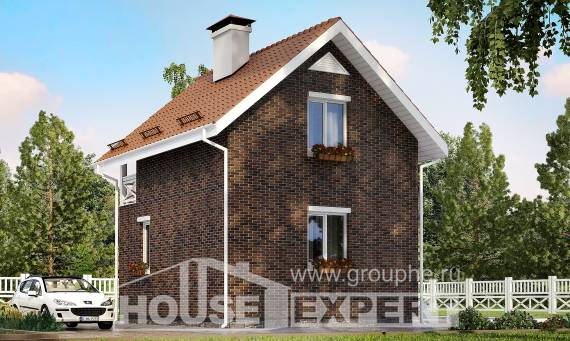 045-001-Л Проект двухэтажного дома с мансардным этажом, махонький дом из керамзитобетонных блоков Гусев, House Expert