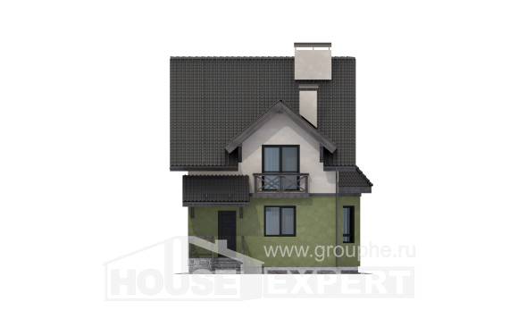 120-003-П Проект двухэтажного дома мансардой, бюджетный загородный дом из твинблока Гусев, House Expert