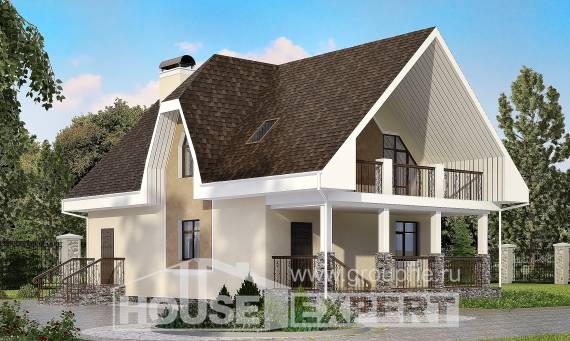 125-001-Л Проект двухэтажного дома с мансардой, доступный загородный дом из теплоблока Калининград, House Expert