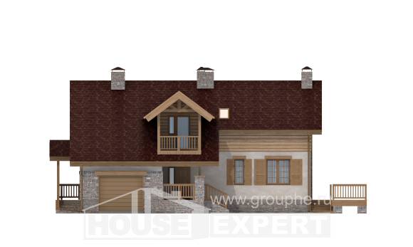 165-002-П Проект двухэтажного дома мансардой и гаражом, простой коттедж из керамзитобетонных блоков Калининград, House Expert