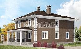 185-002-П Проект двухэтажного дома, скромный загородный дом из теплоблока Советск, House Expert
