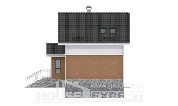 100-005-Л Проект двухэтажного дома мансардный этаж, скромный домик из блока, Гусев