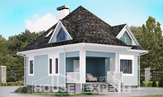 110-001-Л Проект двухэтажного дома мансардой, доступный загородный дом из газосиликатных блоков Калининград, House Expert