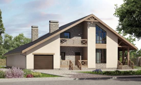 265-001-Л Проект двухэтажного дома мансардой и гаражом, уютный дом из арболита Калининград | Проекты домов от House Expert