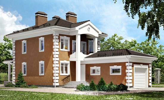 150-006-П Проект двухэтажного дома и гаражом, экономичный домик из арболита Советск | Проекты домов от House Expert