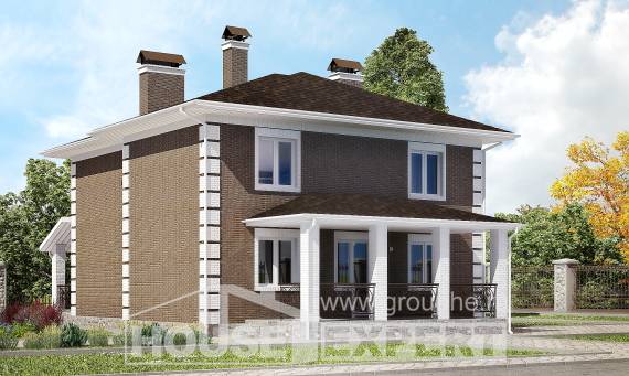 185-002-П Проект двухэтажного дома, экономичный загородный дом из пеноблока Гусев, House Expert