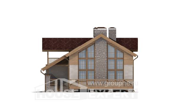 165-002-П Проект двухэтажного дома с мансардой и гаражом, классический коттедж из поризованных блоков Советск, House Expert