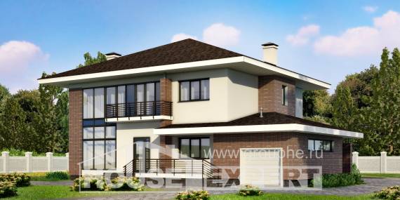275-002-П Проект двухэтажного дома, гараж, огромный дом из кирпича Гусев, House Expert