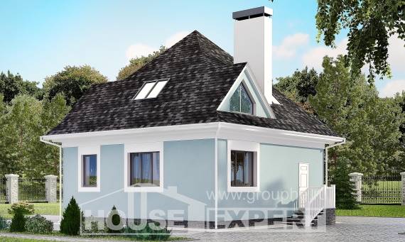 110-001-Л Проект двухэтажного дома с мансардой, красивый домик из теплоблока Советск, House Expert
