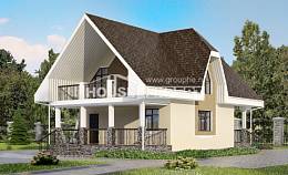 125-001-Л Проект двухэтажного дома мансардный этаж, недорогой коттедж из бризолита Калининград, House Expert