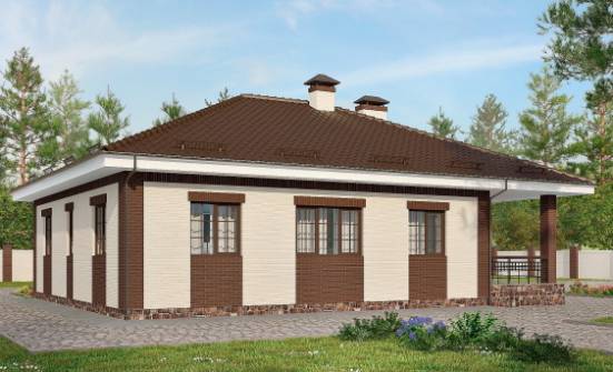 160-015-П Проект одноэтажного дома и гаражом, доступный загородный дом из твинблока Калининград | Проекты домов от House Expert