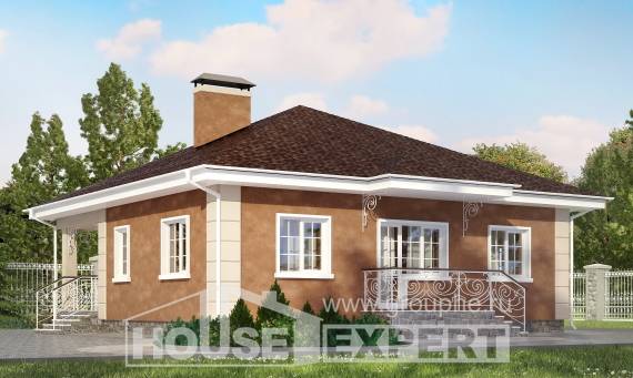100-001-Л Проект одноэтажного дома, красивый дом из пеноблока Гусев, House Expert