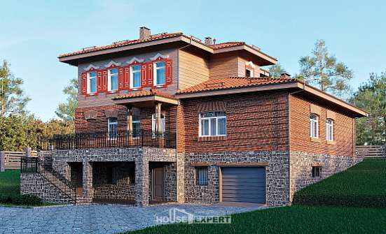 380-002-Л Проект трехэтажного дома, гараж, классический коттедж из кирпича Советск | Проекты домов от House Expert