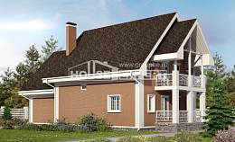 185-003-П Проект двухэтажного дома мансардой, гараж, классический коттедж из блока, Советск