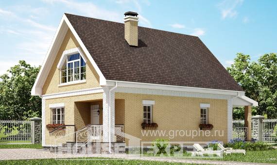 130-004-П Проект двухэтажного дома мансардный этаж, небольшой коттедж из газосиликатных блоков Калининград, House Expert