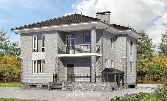 275-004-П Проект трехэтажного дома, гараж, современный коттедж из кирпича Гусев | Проекты домов от House Expert
