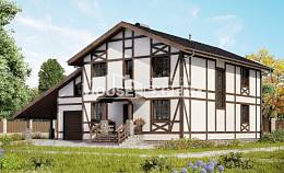250-002-Л Проект двухэтажного дома с мансардным этажом и гаражом, простой коттедж из кирпича Калининград, House Expert