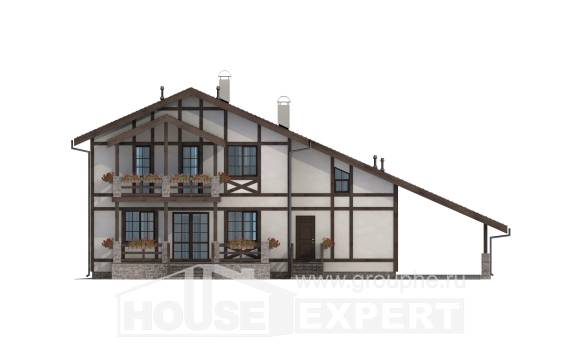 250-002-Л Проект двухэтажного дома с мансардным этажом и гаражом, средний коттедж из кирпича Гусев, House Expert