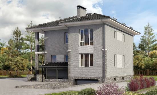 275-004-П Проект трехэтажного дома, гараж, современный коттедж из кирпича Гусев | Проекты домов от House Expert