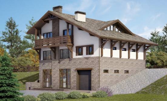 305-002-П Проект трехэтажного дома с мансардой, гараж, огромный домик из кирпича, Гусев