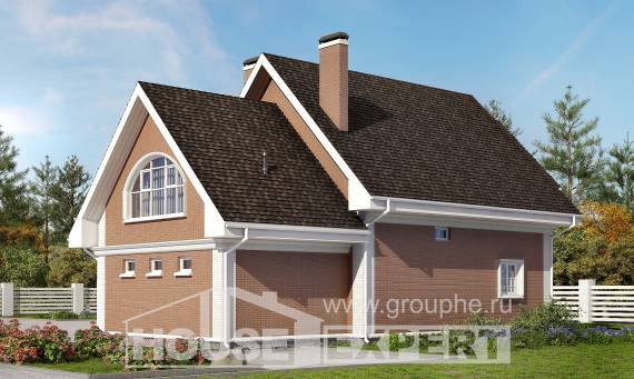 185-003-П Проект двухэтажного дома мансардный этаж и гаражом, просторный загородный дом из газобетона Советск, House Expert