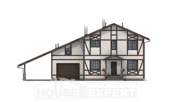 250-002-Л Проект двухэтажного дома с мансардой, гараж, простой загородный дом из кирпича Калининград, House Expert
