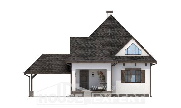 110-002-Л Проект двухэтажного дома с мансардным этажом и гаражом, бюджетный домик из поризованных блоков, Калининград