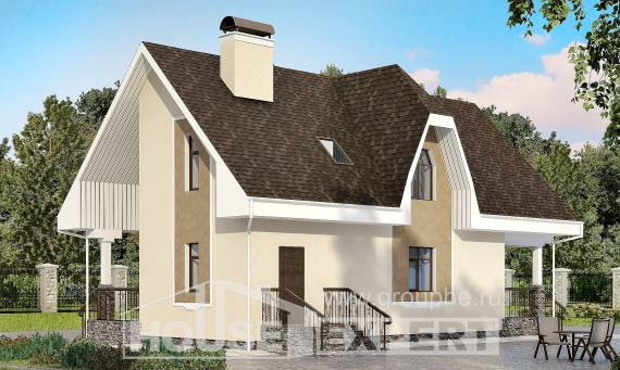 125-001-Л Проект двухэтажного дома с мансардным этажом, недорогой дом из бризолита Советск, House Expert