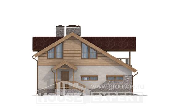 165-002-П Проект двухэтажного дома с мансардным этажом и гаражом, классический дом из газобетона Советск, House Expert