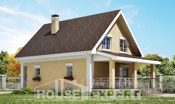 130-004-П Проект двухэтажного дома с мансардой, уютный загородный дом из арболита Советск, House Expert