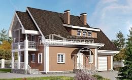 185-003-П Проект двухэтажного дома мансардой, гараж, красивый домик из бризолита, Калининград